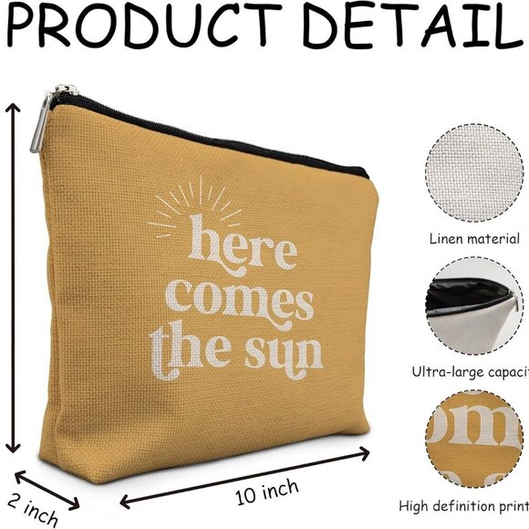 Here Comes the Sun Makeup Bag, Summer Sunshine Makeup Bag, Sunshine Gifts for Wo - Picture 5 of 5